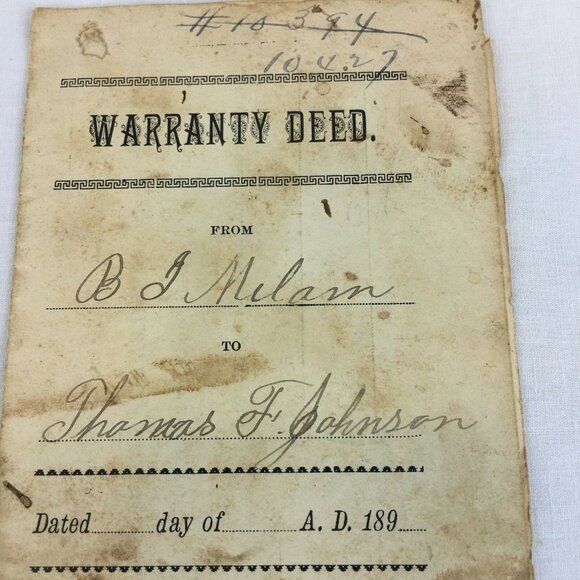 Original 1893 Real Estate Property Deed Marion County Florida Antique u - Picture 1 of 12